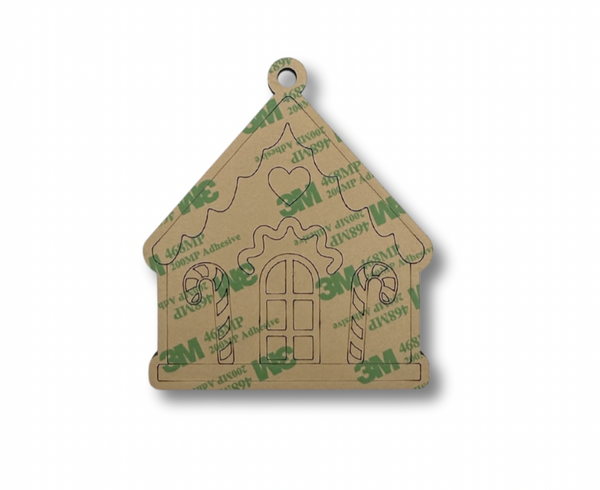 Gingerbread House Ornament - Wooden Peel & Glitter