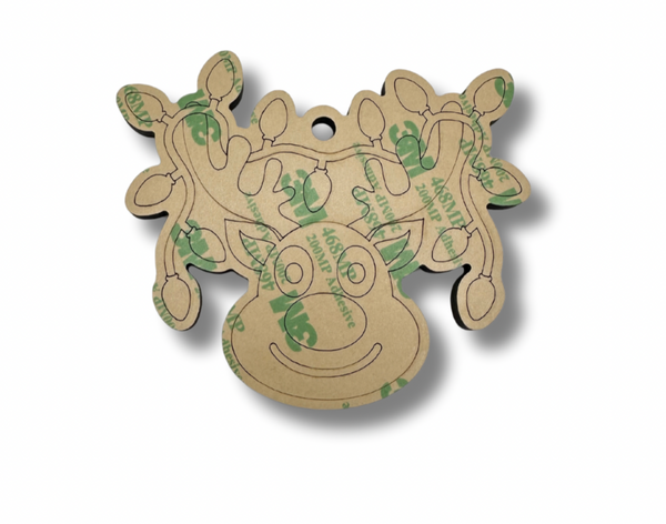 Festive Reindeer Ornament - Wooden Peel & Glitter